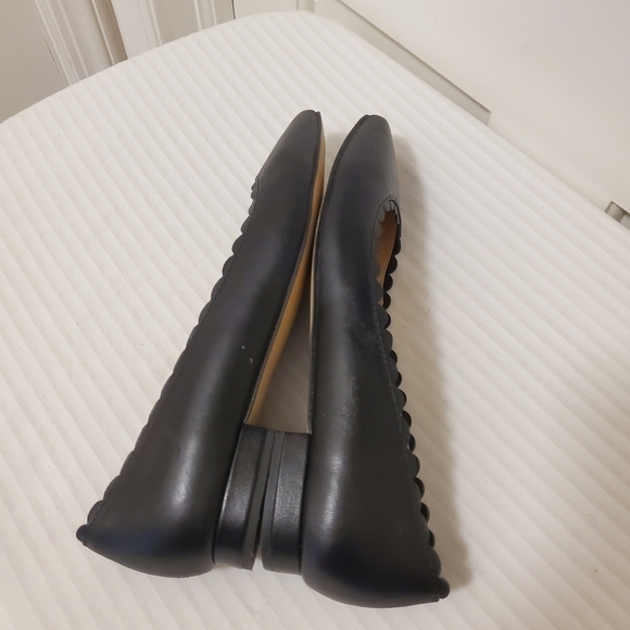 EC Talbots Edison Black Leather Flats, Scalloped Trim Classic Size 9M - Picture 5 of 12
